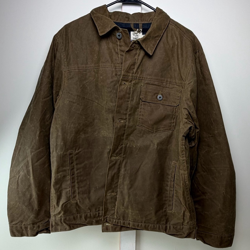 Flint And Tinder Flannel-Lined Waxed Trucker Jacket - Havana Brown XL
